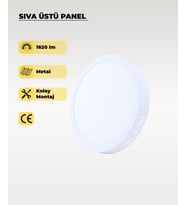 18W Sıva Üstü Yuvarlak Led Panel Gün Işığı 4000K (Günışığı)