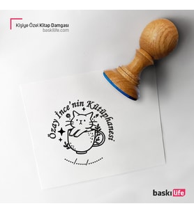 Kedi Kişiye Özel Kitap Damgası Kitap Mührü Kaşe Kitap Mühür Özel Damga 452