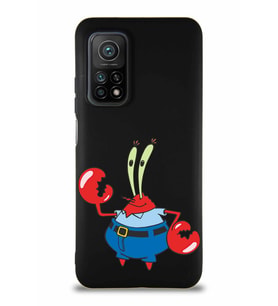 Xiaomi Mi 10T Pro Soft Premier Kapak Bay Yengeç Tasarımlı Silikon Kılıf - Siyah (Şeffaf)