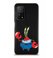 Xiaomi Mi 10T Pro Soft Premier Kapak Bay Yengeç Tasarımlı Silikon Kılıf - Siyah (Şeffaf)
