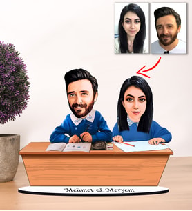 Kisiye Özel Karikatür Mavi Önlüklü Biblo