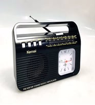Analog Saatli FM Radyo Bluetooth Hoparlör Kemai MD-502BT USB TF AUX Destekli Hoparlör (Siyah)