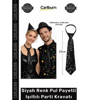 #Kravat Göz Alıcı Sahne Kostüm Aksesuarı Hazır Siyah Renk Pul Payetli Işıltılı Parti Kravatı 33 cm