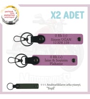 Arkadaşa, İsim Plaka ve 0 Rh (+) Kan Grubu Yazılı Kişiselleştirilmiş Deri x2 Anahtarlık, Pembe-Ysl (Çok Renkli)