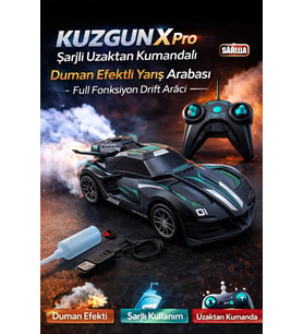 KUZGUN X Pro Şarjlı Uzaktan Kumandalı Duman Efektli Yarış Arabası Full Fonksiyon Drift Aracı