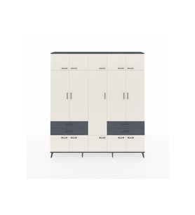 Arges Dolap 11 Raflı 4 Çekmeceli 2 Askılı 220x30x243 Antrasit-Aytaşı/Antrasit