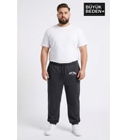 Erkek Büyük Beden New York Baskılı Paça Lastikli Rahat Kesim Jogger İnce Eşofman Altı SPR26BEA951-5 (Antrasit)
