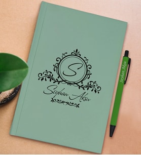 BK Gift Kişiye Özel İsimli Su Yeşili Sert Kapaklı Defter ve Tükenmez Kalem Seti, Arkadaşa Hediye, Yeni İş Hediyesi, Doğum Günü Hediyesi (Model 20)
