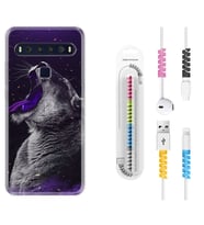TCL 10L 10 Plus 10SE 20E 20SE 30SE L7 Kılıf Kablo Koruma Spiral Silikon Purple Leopar 1750