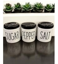3 Lü Kavonoz Baharatlık Küçük Boy Beyaz / Siyah / Sugar /Pepper / Salt / Kavonoz Seti