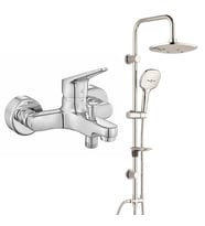 ECA Spylos Banyo Bataryası+T-MAY Banyo Ayvacık Elips Tepe Duş Takımı Seti Paslan (Krom)