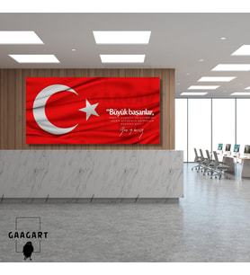 Panoramik Kanvas Makam Panosu Türk Bayrağı Atatürk Kadınlar Hakkında Sözü