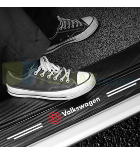 Volkswagen Logo Karbon Kapı Eşiği Koruma Araba Etiket Oto Sticker Yapıştırma 4 Parça