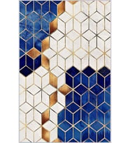 Eliana Home Baskılı, Yıkanabilir Kaymaz Taban Salon Halısı LNA0418 100x150 cm (Mavi)