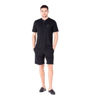 D'S Damat Şort Tişört Pijama Takımı Siyah (Çok Renkli)
