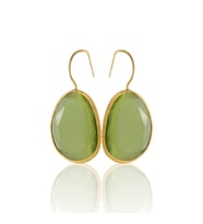 Kadir Jewellery 22 Ayar Altın Kaplama Fosil Taşlı Küpe -El İşçiliği Ve Hipoalerjenik Küpe