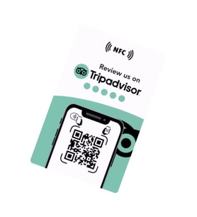 İngilizce NFC ve QR Kodlu Tripadvisor Yorum ve Puanlama Kartı