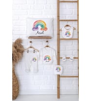 Pia Baby Premium %100 Pamuk İsme Özel Kız Bebek Hediye Seti Zıbın Yastık Kılıfı 5016-06 (Ekru)