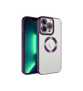 Apple iPhone 12 Pro Max Uyumlu Kılıf Kamera Korumalı Logo Gösteren Zore Omega Kapak (Koyu Mor)