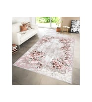 Rovigo Home Dijital Baskı Yıkanabilir Kaymaz Taban Salon Halısı RVG1104 100x300 cm (Pembe)