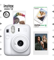 Instax mini 12 Beyaz Fotoğraf Makinesi-Çerçeve ve 10'lu mini Film Seti