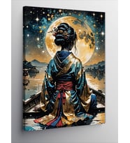 Kanvas Tablo Dolunay Ve Japon Kadın