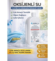 Oksijenli Su 1 Litre %3 Hidrojen Peroksit Solüsyonu Çok Amaçlı Temizlik Hijyen Sıvısı 1 Adet
