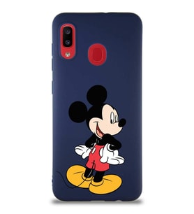 Samsung Galaxy A30 Soft Premier Kapak Mickey Mouse-D Tasarımlı Silikon Kılıf - Lacivert (Şeffaf)