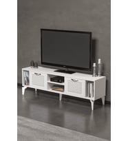 Tv Sehpası Tv Ünitesi Beyaz Gümüş 160 Cm Linya 5043