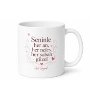 Aşk Sözlü Romantik Tasarım Baskılı Porselen Kupa Bardak Sevgiliye Hediye