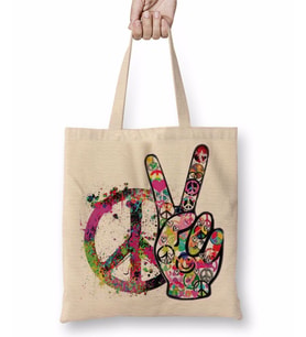 Peace Barış Sİmge 2 Bez Çanta Uzun Saplı