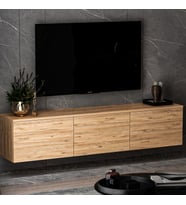 Neon Duvara Monte 3 Kapaklı TV Sehpası – 160 cm – Minimal Tasarım, Atlantik Çam