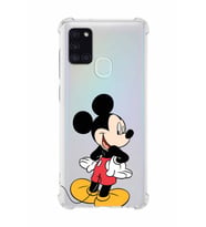 Samsung Galaxy A21s   Köşe Korumalı Antişok Kapak Mickey Mouse Tasarımlı Şeffaf  Kılıf