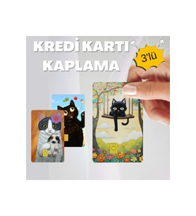 Sevimli Kediler Kart Kaplama 3'lü Set 1 Kredi Kartı & Akbil Sticker