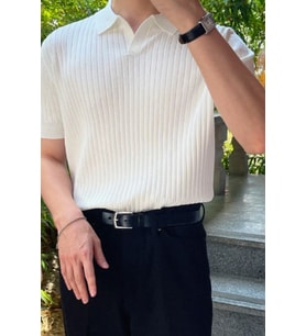 Erkek Fitilli Polo Yaka Triko T-Shirt