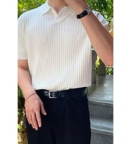 Erkek Fitilli Polo Yaka Triko T-Shirt