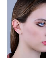 Gümüş rodyumlu renkli taşlı sıkıştırmalı kıkırdak küpe ear cuff