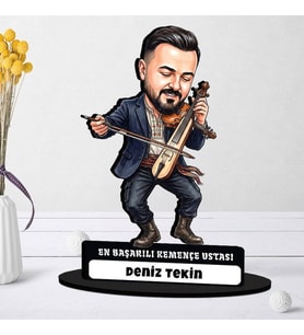 Kemençe Ustasına Hediye Kişiye Özel Karikatürlü Biblo