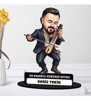 Kemençe Ustasına Hediye Kişiye Özel Karikatürlü Biblo