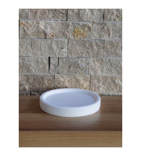 Daire Beton Saksı Tabağı Küçük Boy 12cm Dekoratif Hediyelik Ham Beyaz