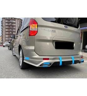 Tourneo Uyumlu Courier Egzoz Görünümlü Arka Tampon Eki (Plastik)