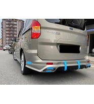 Tourneo Uyumlu Courier Egzoz Görünümlü Arka Tampon Eki (Plastik)