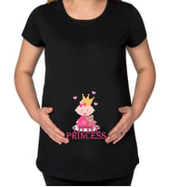BK Gift Little Princess Tasarımlı Siyah Hamile Tişört-2, Hamile Giyim, Eşe Hediye