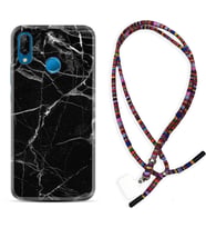 Huawei P20 Lite Mate 10 20 Lite Pro P40 Lite KılıfBoyun Asklı Rasta Silikon Fragile Black Mermer 1378