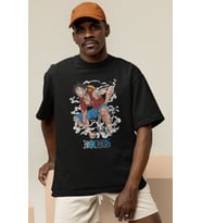 Monkey D. Luffy Baskılı Unisex Oversize One Piece Anime Karakter Tişört