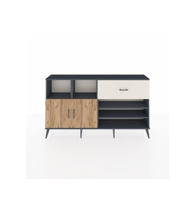 Arges Konsol 6 Raflı Tek Çekmeceli 2 Kapaklı 176x30x99 Antrasit-Çam/Aytaşı
