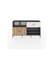 Arges Konsol 6 Raflı Tek Çekmeceli 2 Kapaklı 176x30x99 Antrasit-Çam/Aytaşı