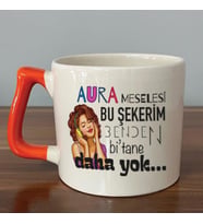 Aura Meselesi Bu Şekerim Baskılı Turuncu Kulplu D Kupa