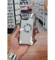 iPhone 15 Plus Kılıf Köşeleri Renkli Şeffaf Kamera Korumalı Silikon Luxury Kapak (Koyu Gri)