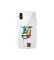 iPhone XS Max ile Uyumlu Splash Tembel Hayvan Tasarımlı Şeffaf Silikon Kılıf